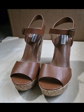 Steve Madden Brown Cork Wedge Sandals